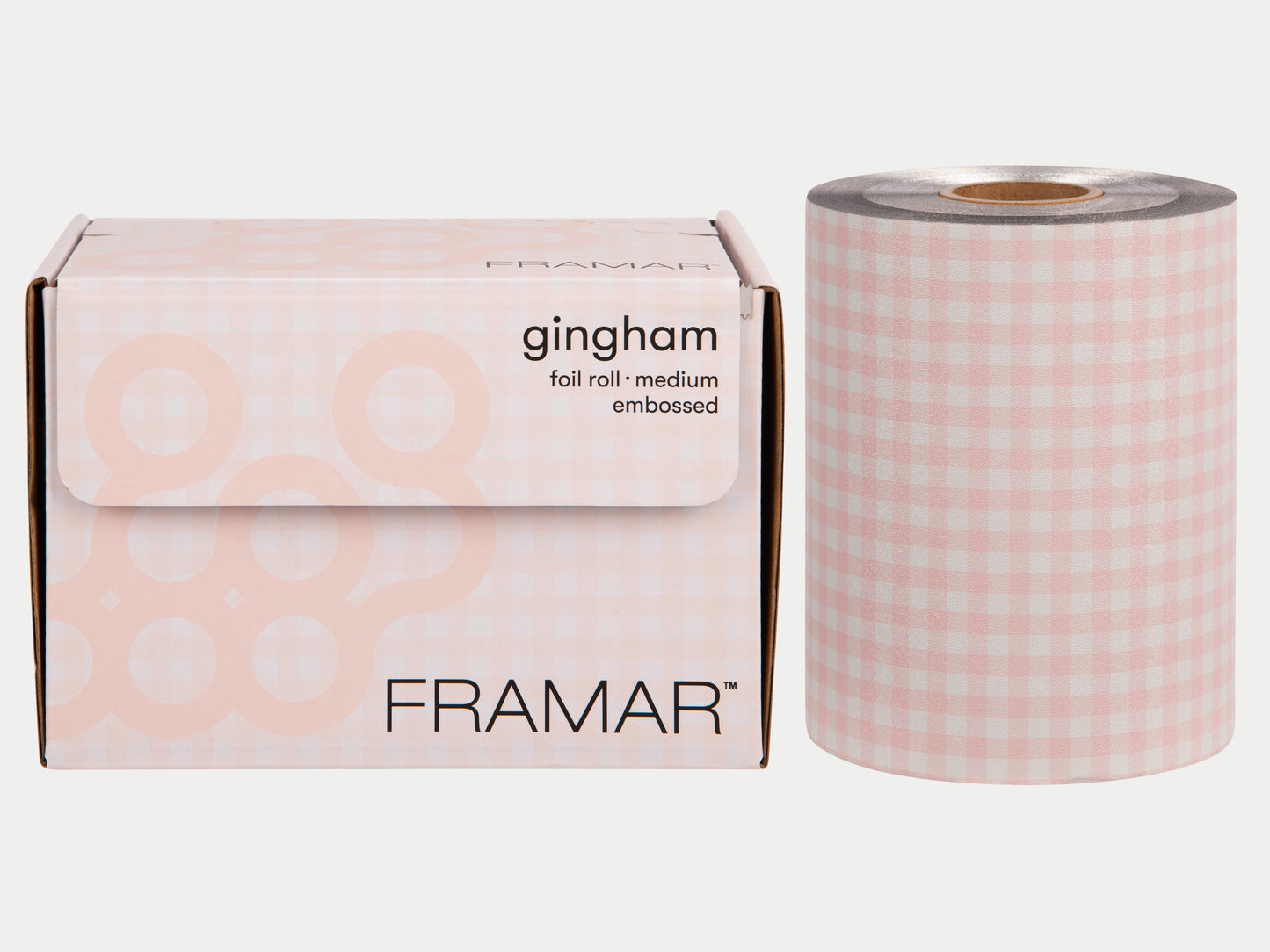 Framar Gingham Pink Embossed Roll Foil 97.5m (320ft)