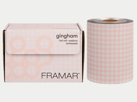 Framar Gingham Pink Embossed Roll Foil 97.5m (320ft)