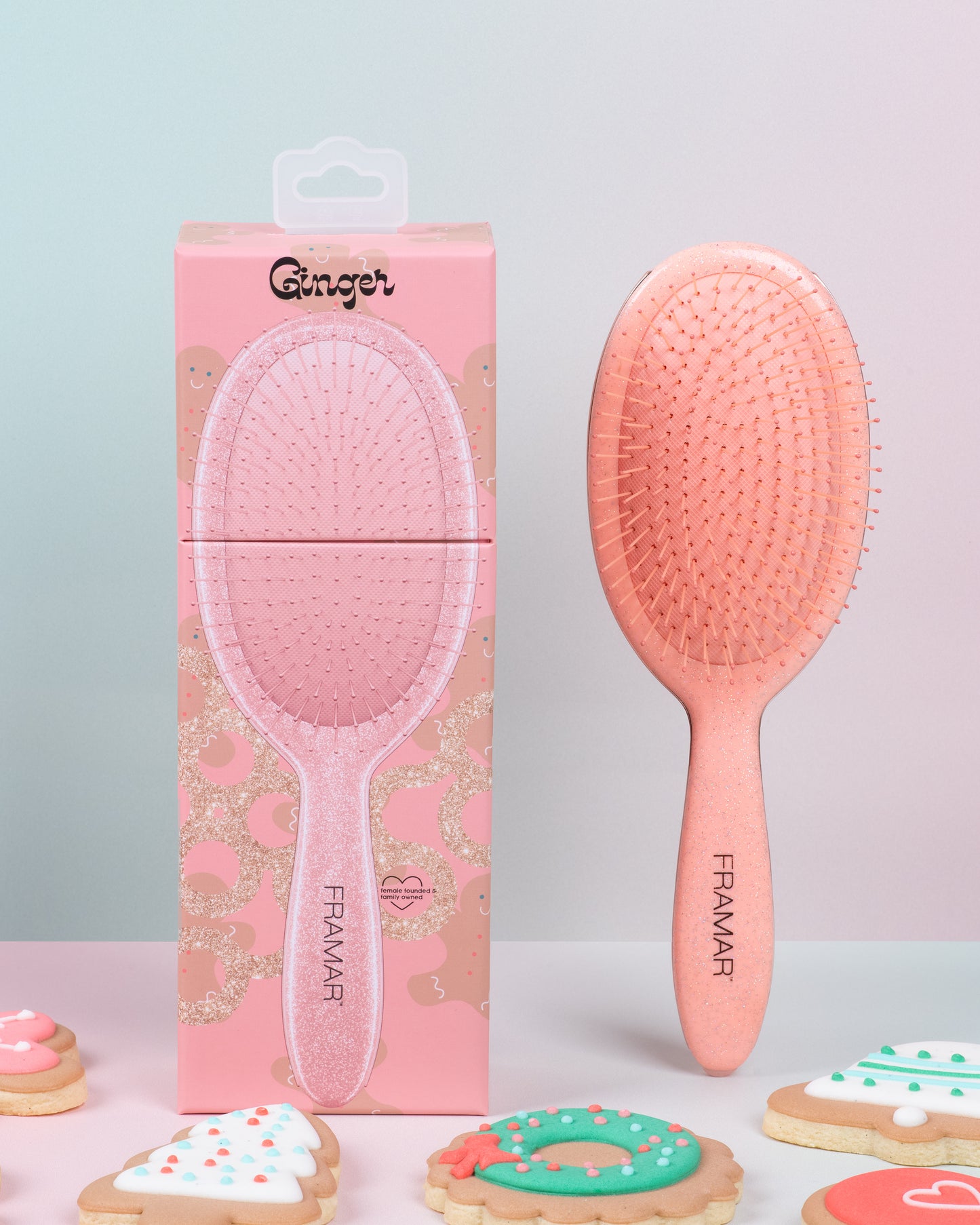 Framar Cookie Cutter Glitter Detangle Hair Brush - Ginger