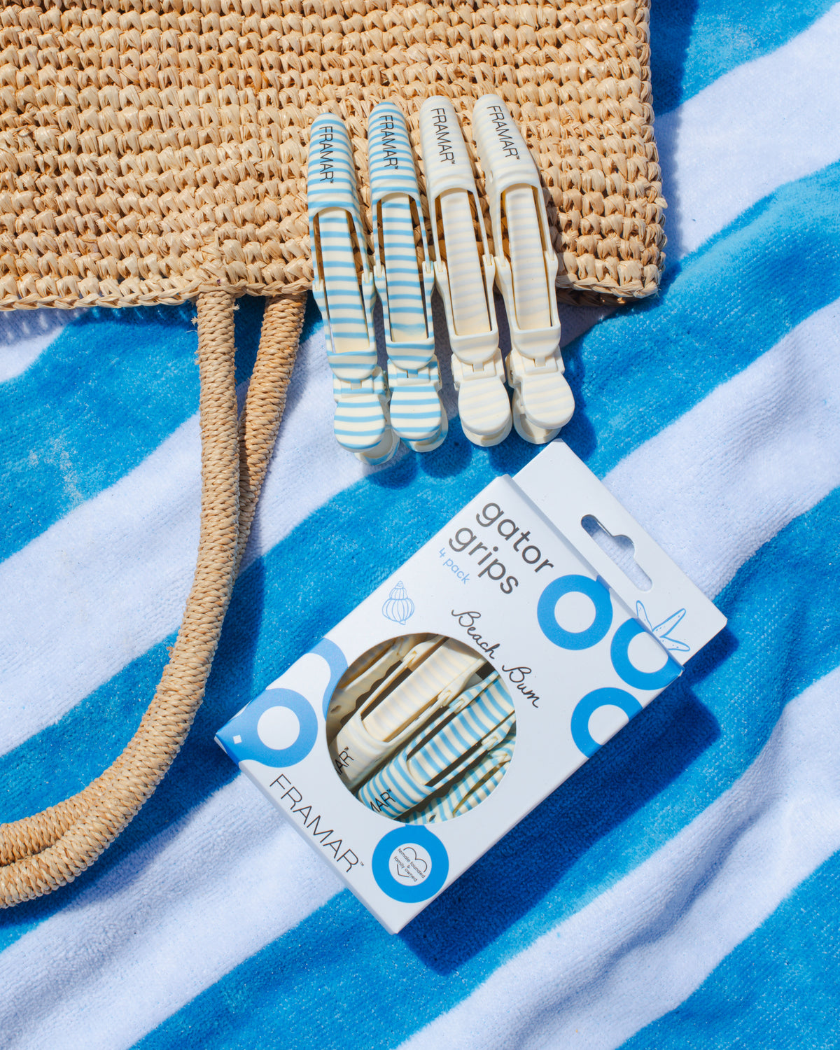 Framar Beach Bum Gator Grip Hair Clips 4pk