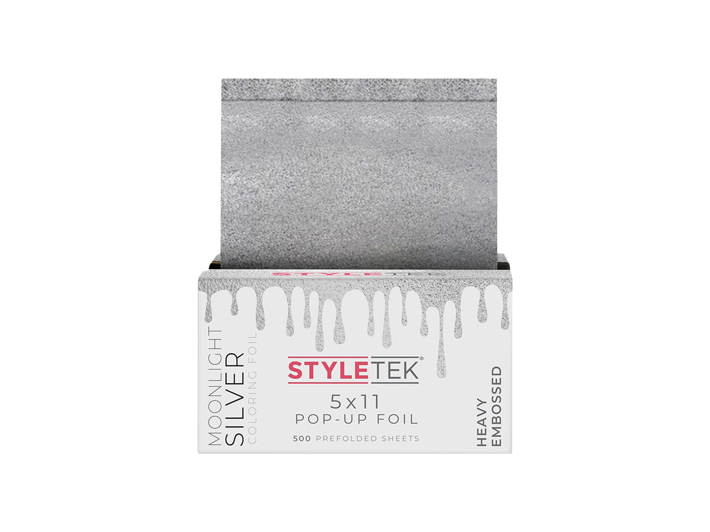 Styletek Moonlight Silver Pop Up Foils 5x11" 500 Pack Pre-Folded Foils, Heavy Embossed Highlighting Foils