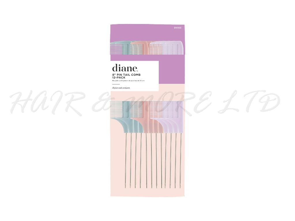 Diane 8" Pin Tail Combs, Pastels - 12pack
