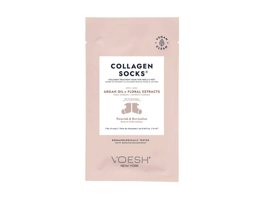 Voesh Collagen Treatment Socks 1 Pair With Argan Oil + Floral Extracts, Collagen Treatment Mask Socks For Hands And Cuticles To Nourish & Revitalize Feet, KBeauty, Voesh NZ
