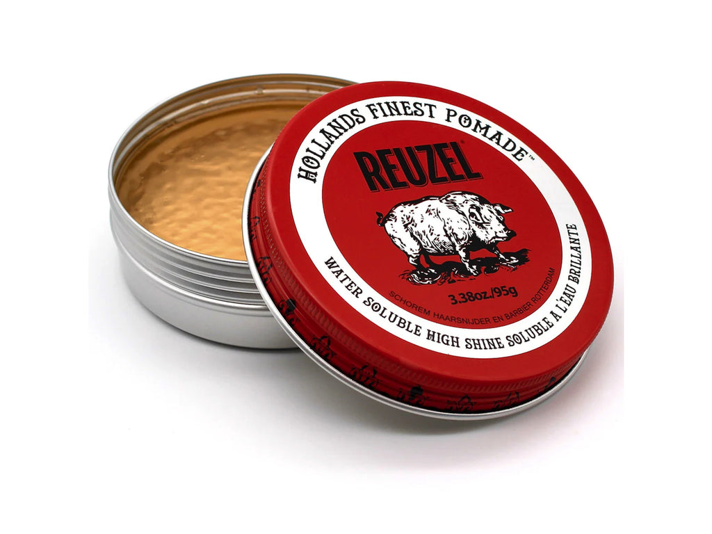 Reuzel Red Water Soluble High Shine Pomade 95g, Reuzel - Hollands Finest Pomade, Reuzels High Shine Medium Hold Pomade, Water Based Medium Hold High Shine Finish Mens Pomade - Easily Washes Out, Reuzel Stockist NZ, Professional Salon Supplies NZ, Barber Supplies NZ 