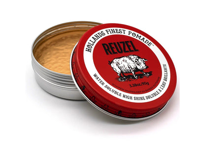 Reuzel Red Water Soluble High Shine Pomade 95g, Reuzel - Hollands Finest Pomade, Reuzels High Shine Medium Hold Pomade, Water Based Medium Hold High Shine Finish Mens Pomade - Easily Washes Out