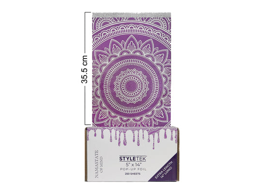 StyletekNamaste State Of Mind Heavy Embossed Pop Up Foils 5x14" 250 Pack Pre-Folded Foils, Heavy Embossed & Extra Thick Pre Folded Pop Up Extra Long Highlighting Foils With Purple And White Namaste Pattern