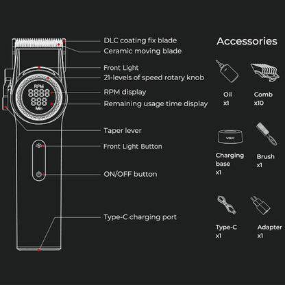 VGR Voyager Professional Hair Clipper - Black