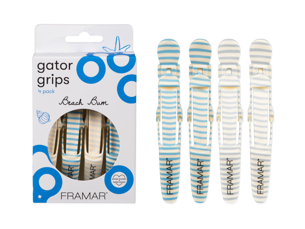 Framar Beach Bum Gator Grip Hair Clips 4pk