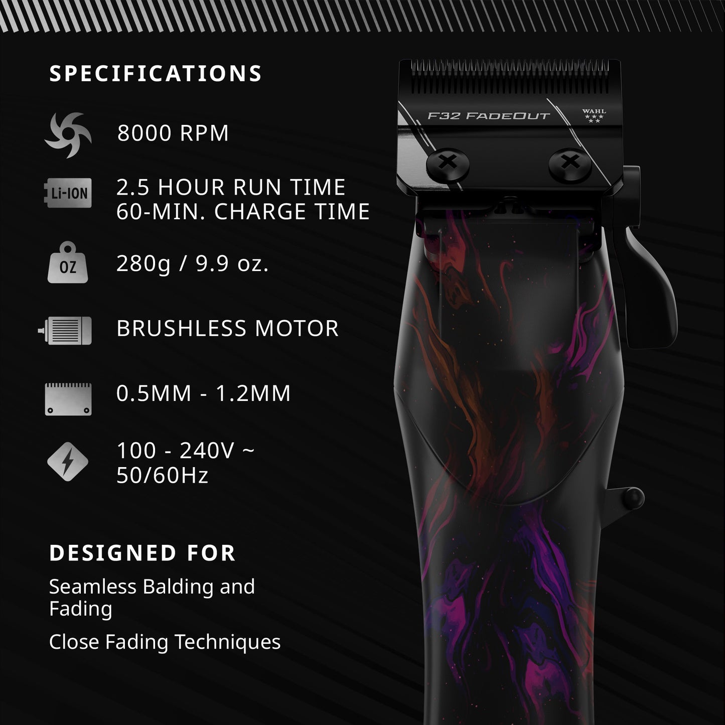 WAHL Professional Vapor Clipper Space Limited Edition + FREE Single Charge Station & LE Vapor Space Cape