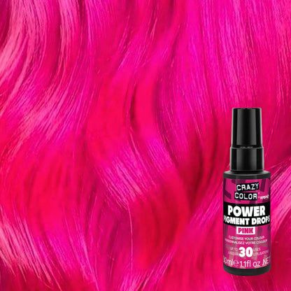 Crazy Color Power Pigment Drops - Pink 30ml (High Concentration Colour)