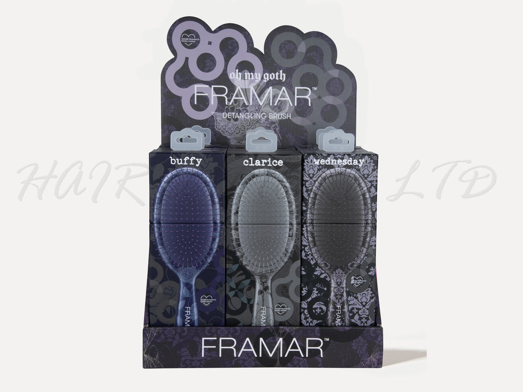Framar Oh My Goth 9pc Detangle Brush Retail Display - Limited Edition