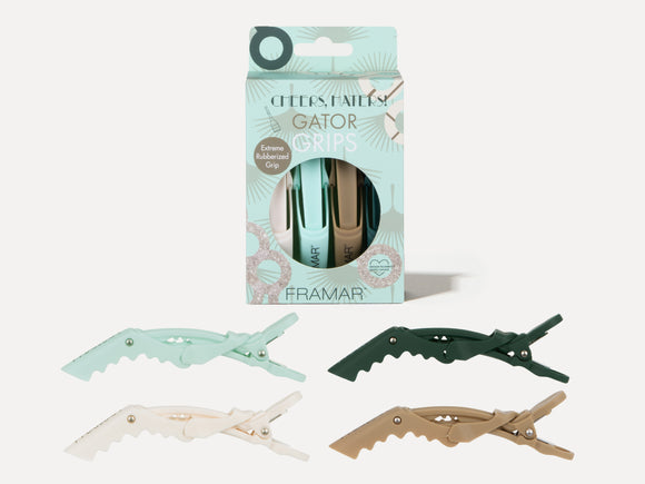 Framar Cheers Haters! Limited Edition Gator Grips Set Of 4, Framar Cheers Haters Collection Gators in Champagne & Gold & Teal & Forrest Green , Sectioning Clips 4 Pack - 4 Different Colours, Framar NZ Stockist, NZ Salon Supplies, NZ Salon Essentials