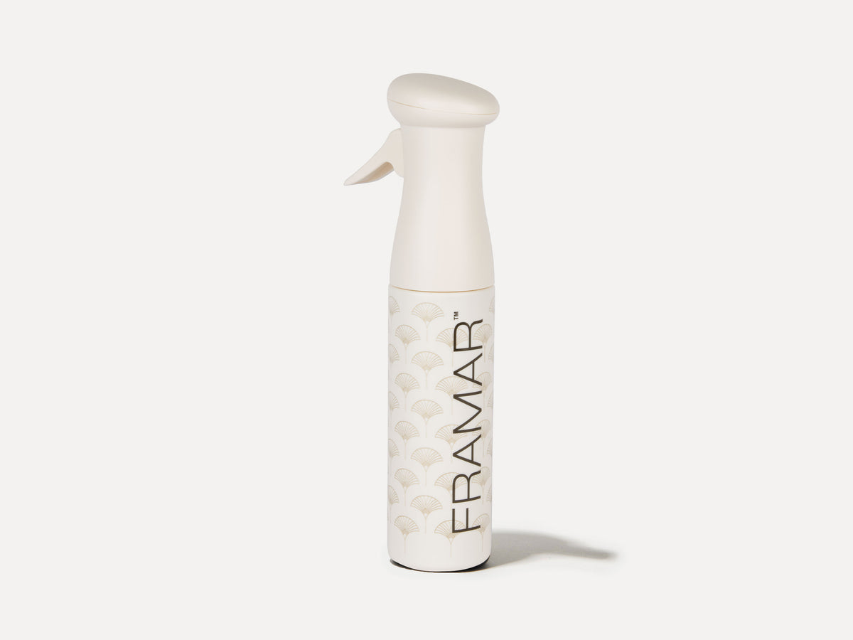 Framar Myst Assist Spray Bottle Cheers Haters, Framar Stockist NZ, Framar Myst Spray Bottle Matte Champagne Colour, Gentle Mist Great For Delicate Plants Too, Salon Essentials, NZ Salon Supplies
