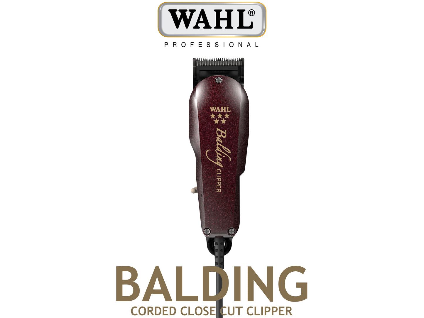 Wahl Professional 5 Star Corded Balding Clipper, Wahl Balding Super Close Cut Clipper With Fine Tooth Surgical Chrome Blade & V5000 Electromagnetic Motor Perfect For Barbers Doing Bald Fades, USA Made Professional Clippers, Authorized Wahl Stockist NZ