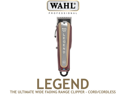 Wahl Professional 5 Star CordCordless legend Clipper, Wahl Legend With Fade/Wedge Blade 0.7mm - 1.7mm, Balding Clipper with 100 Mins Run Time From 60 Minute Charge, Perfect Clipper For Barbers Doing Fades, Wahl Barber Shop Essentials, USA Made Professional Clippers, Authorized Wahl Stockist NZ