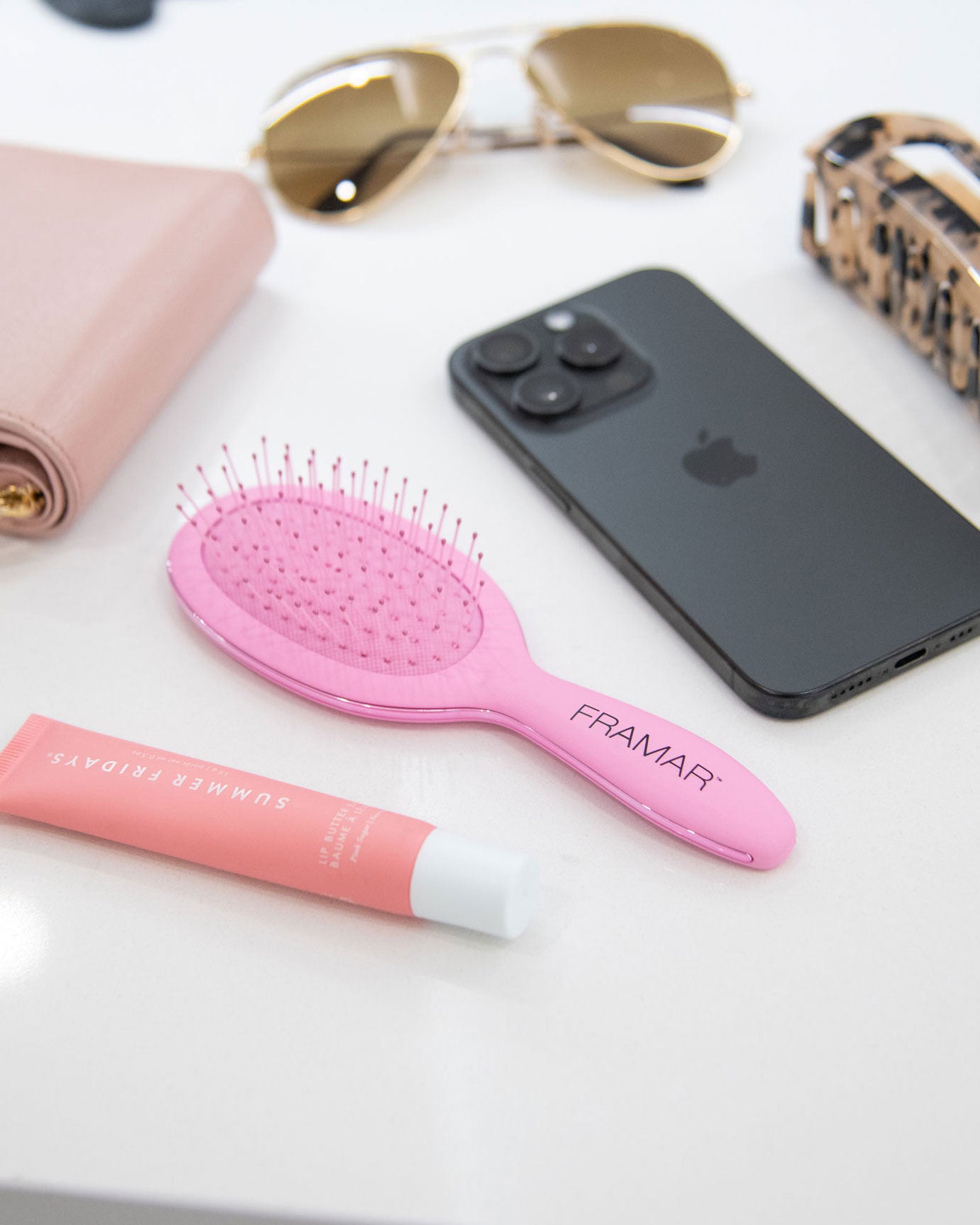 Framar Mini Detangle Hair Brush - Pink