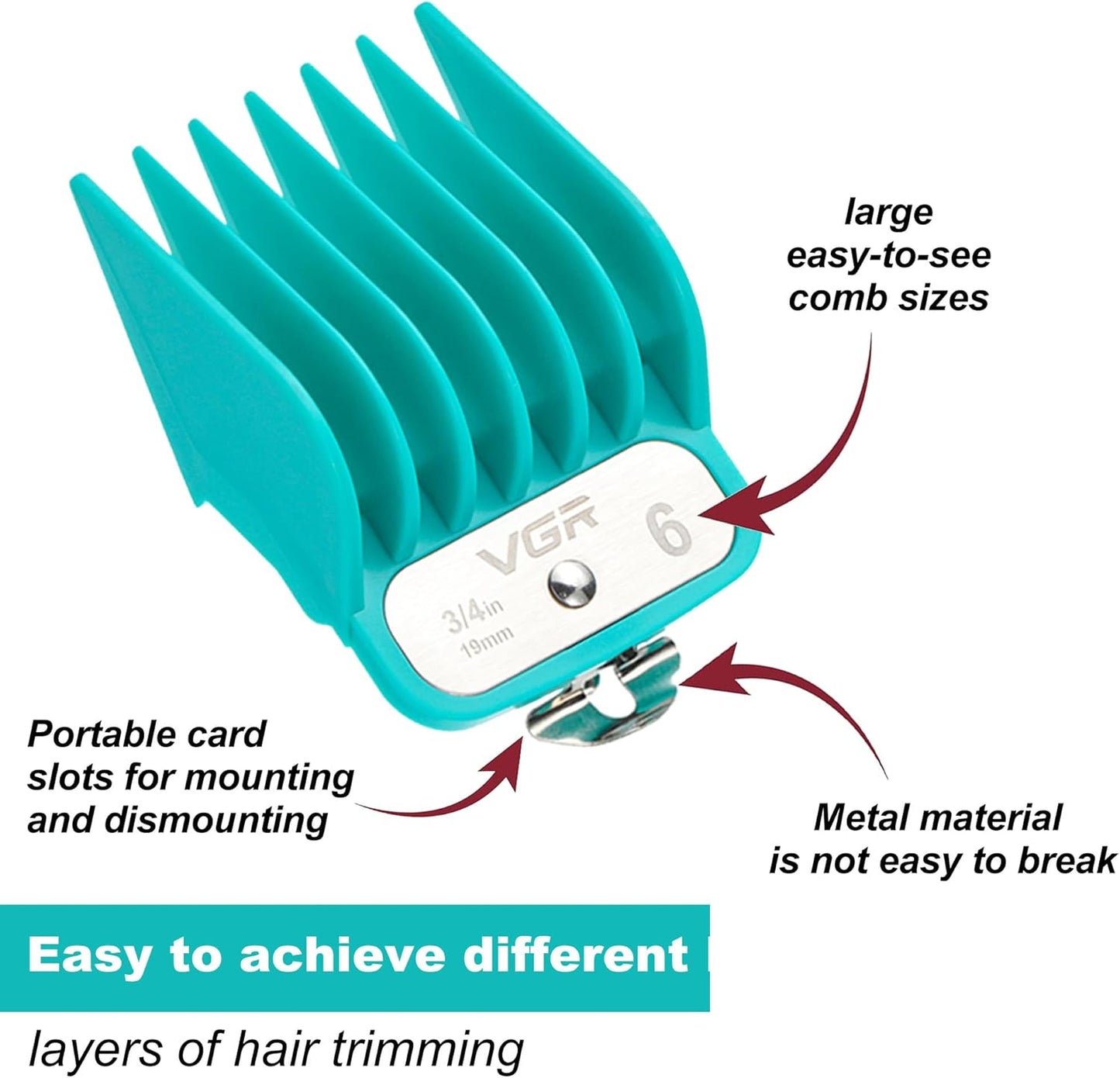 VGR Voyager Professional 8pc Premium Guide Comb Set w/Caddy