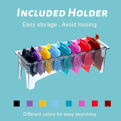 VGR Voyager Professional 8pc Coloured Guide Comb Set w/Caddy
