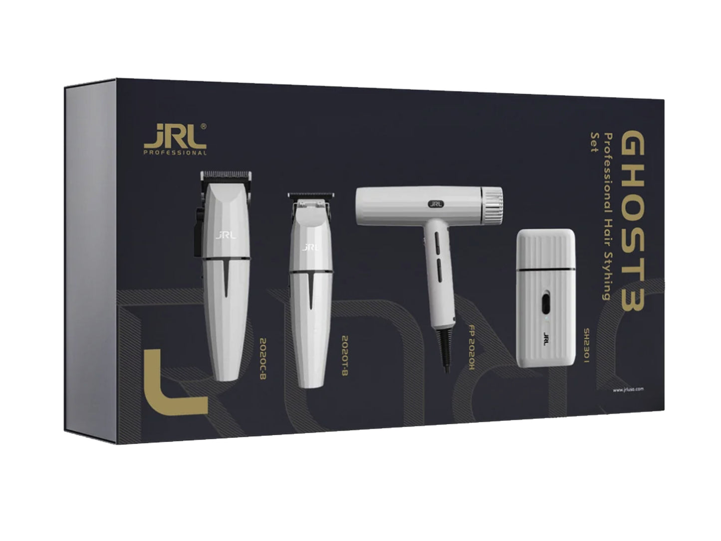 JRL Professional Onyx Ghost Clipper, Trimmer, Shaver & Forte Pro Dryer Quad Kit
