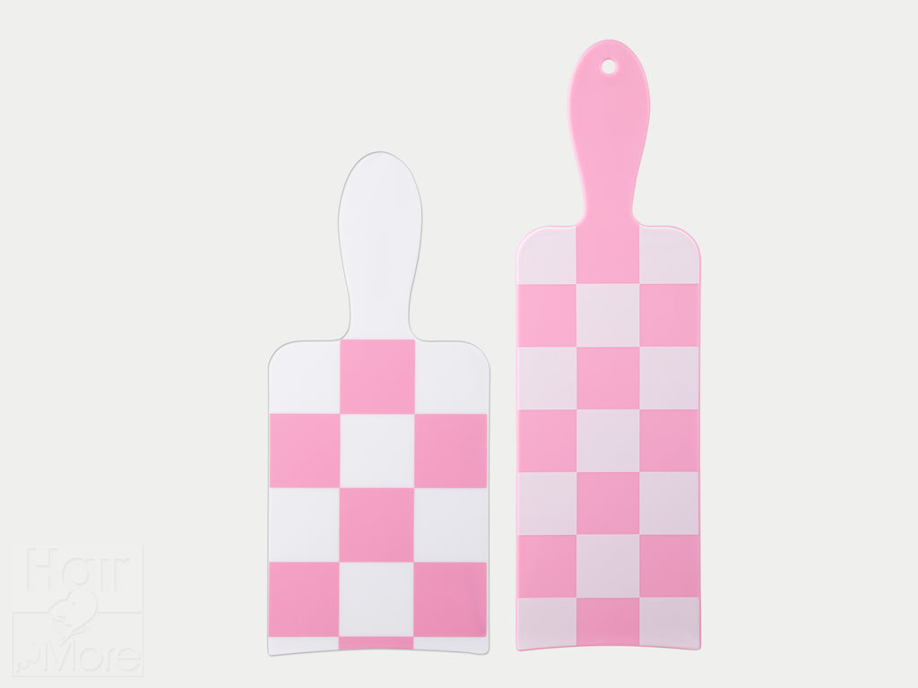 Framar 2 Pack Balayage Paddle Highlighting Boards Checked Out Pattern In Pink & White, One Short and One Long, Curved Edge Highlighting Paddle Boards