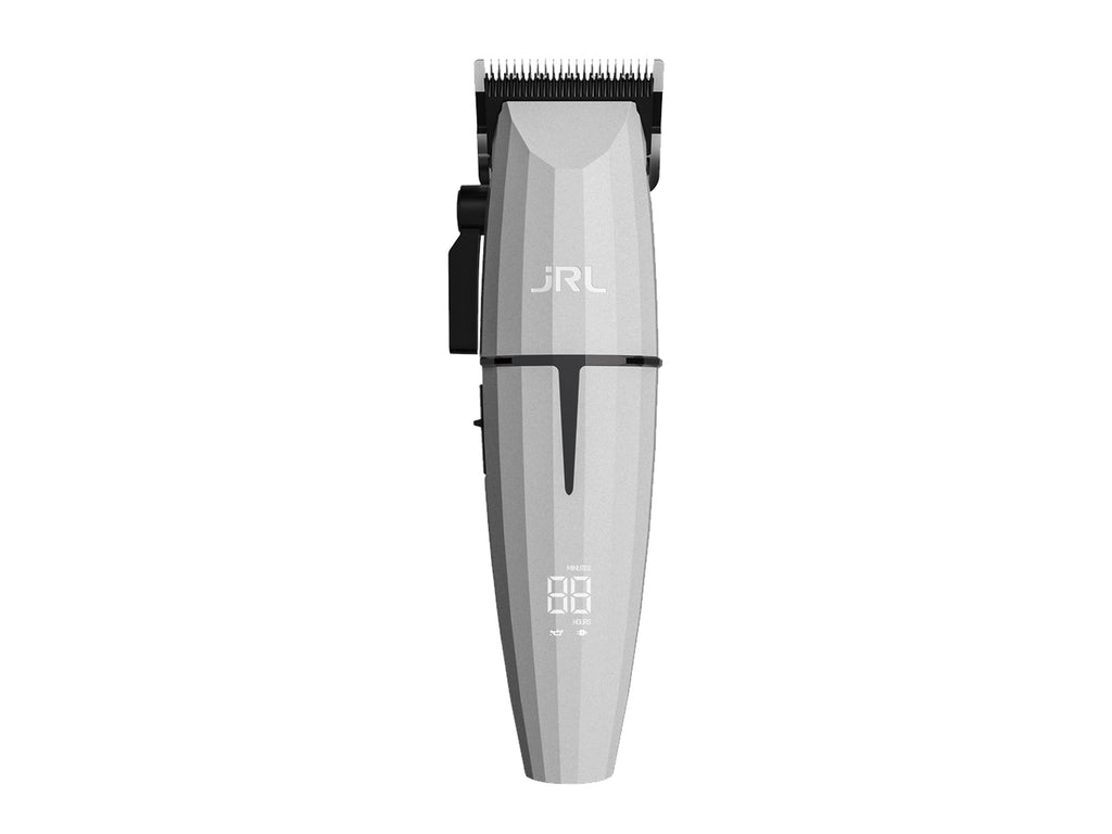 JRL Ghost Clipper White,  JRL Clipper With Smart-Clip Technology, Hair Clippers, JRL Ghost Clipper With 5 Hours Run Time From 3 Hour Charge, JRL Clipper With Fade Precision Blade, JRL Ghost Clipper With Up Charging Dock Included, LED Display Shows Remaining Run Time, JRL Ghost Includes Guides For Clipper, JRL Stockist NZ, JRL USA, JRL Australia/NZ Salon & Barber Supplies, NZ Barber Tools, Barber Supplies, Clipper