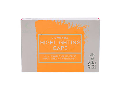 Styletek Disposable Hair Highlighting/Tipping Caps Box of 24 With Free Needle, Bulk Box Highlighting Caps With Star Grid Pattern, Easy To Use Dispenser Box Highlighting Caps With Needle