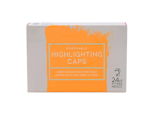 Styletek Disposable Hair Highlighting/Tipping Caps Box of 24 With Free Needle, Bulk Box Highlighting Caps With Star Grid Pattern, Easy To Use Dispenser Box Highlighting Caps With Needle