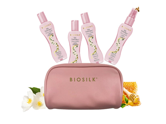 CHI Vibes Biosilk Silk Therapy Irresistable Hair Care Travel Set Including Shampoo 67mls, Conditioner 67mls, Hair Serum 67mls, Hair Fragrance 67mls , Chi Biosilk 4 Piece Hair Care Travel Gift Set, Chi Gift Pack, Chi Silk Therapy Hair Care Gift Pack, Official Chi Stockist NZ, NZ Hair And Beauty Supplies, NZ Salon Supplies 