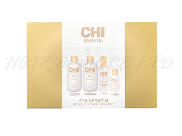 CHI Keratin Rebuild, Revive & Protect Gift Pack, 4pc