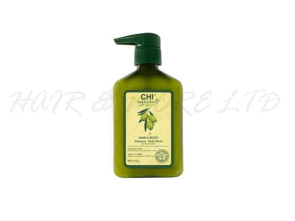 CHI Naturals with Olive Oil, Hair & Body Shampoo & Body Wash 340ml
