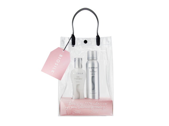 Chi Biosilk Silk Therapy Holiday Shine Duo 2 Piece Gift Pack Including Original Leave In Treatment 167ml &  Shine On Spray 150g, Silk Therapy Weightless Leave In Silk Treatment To Repair Hair And Prevent Split Ends, Weightless Finishing Spray To Add Shine And Control Frizz, Official Chi Stockist NZ, NZ Hair And Beauty Supplies, Professional Hair And Beauty Supplies