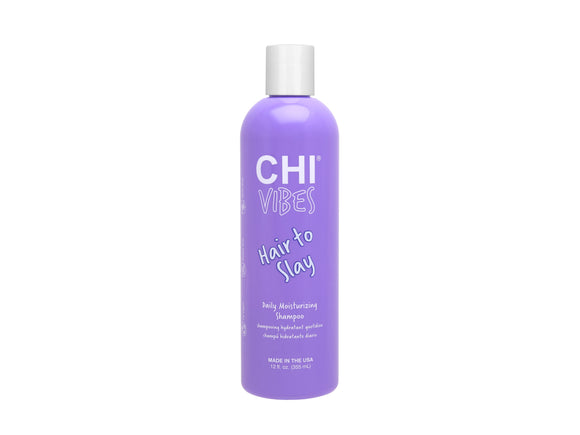 Chi Vibes Hair To Slay Daily Moisturizing Shampoo 355ml, Nourishing Shampoo Ideal For Daily Use For Dry Hair, Shampoo Ingredients Include Squalane For Preventing Damage And Breakage & Proteins + Amino Acids + Vitamins + Avocado Oil For Moisture, Official Chi Stockist NZ, NZ Hair and Beauty Supplies, Professional Salon Supplies