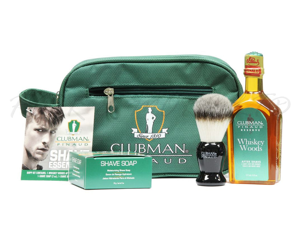 Clubman Pinaud Shave Essentials Kit, Whiskey Woods - 4pc Gift Pack