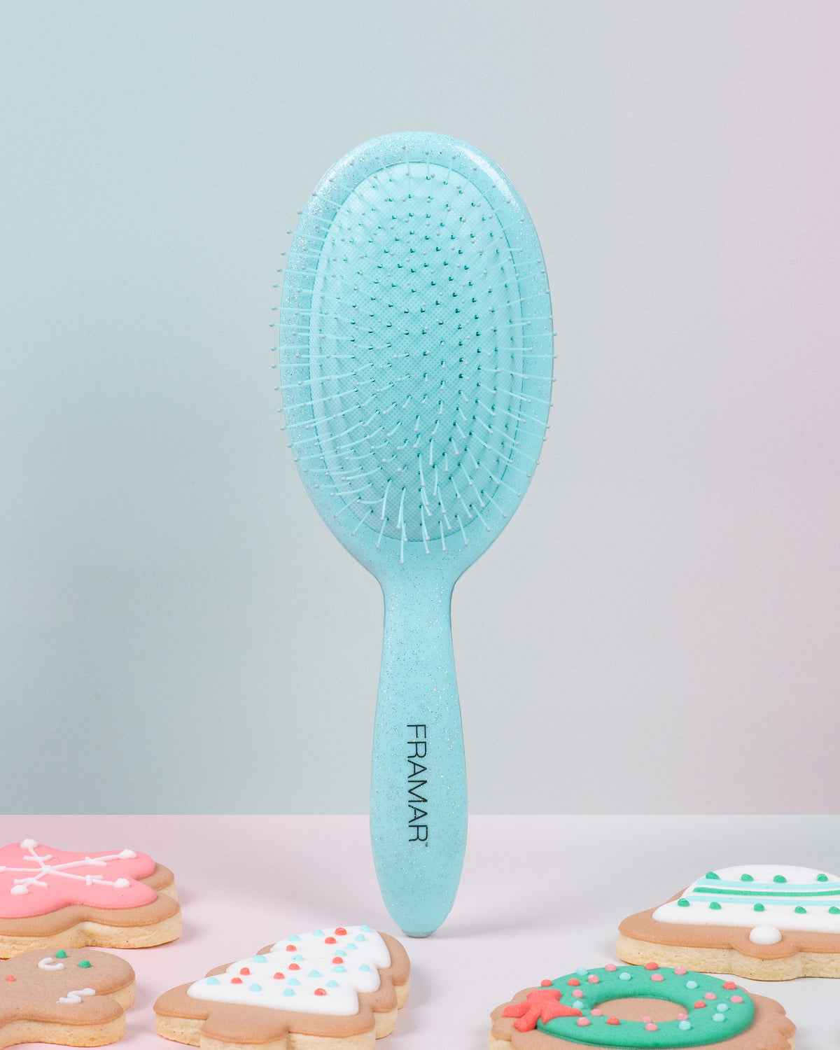 Framar Cookie Cutter 9PC Glitter Detangle Hair Brush Retail Display