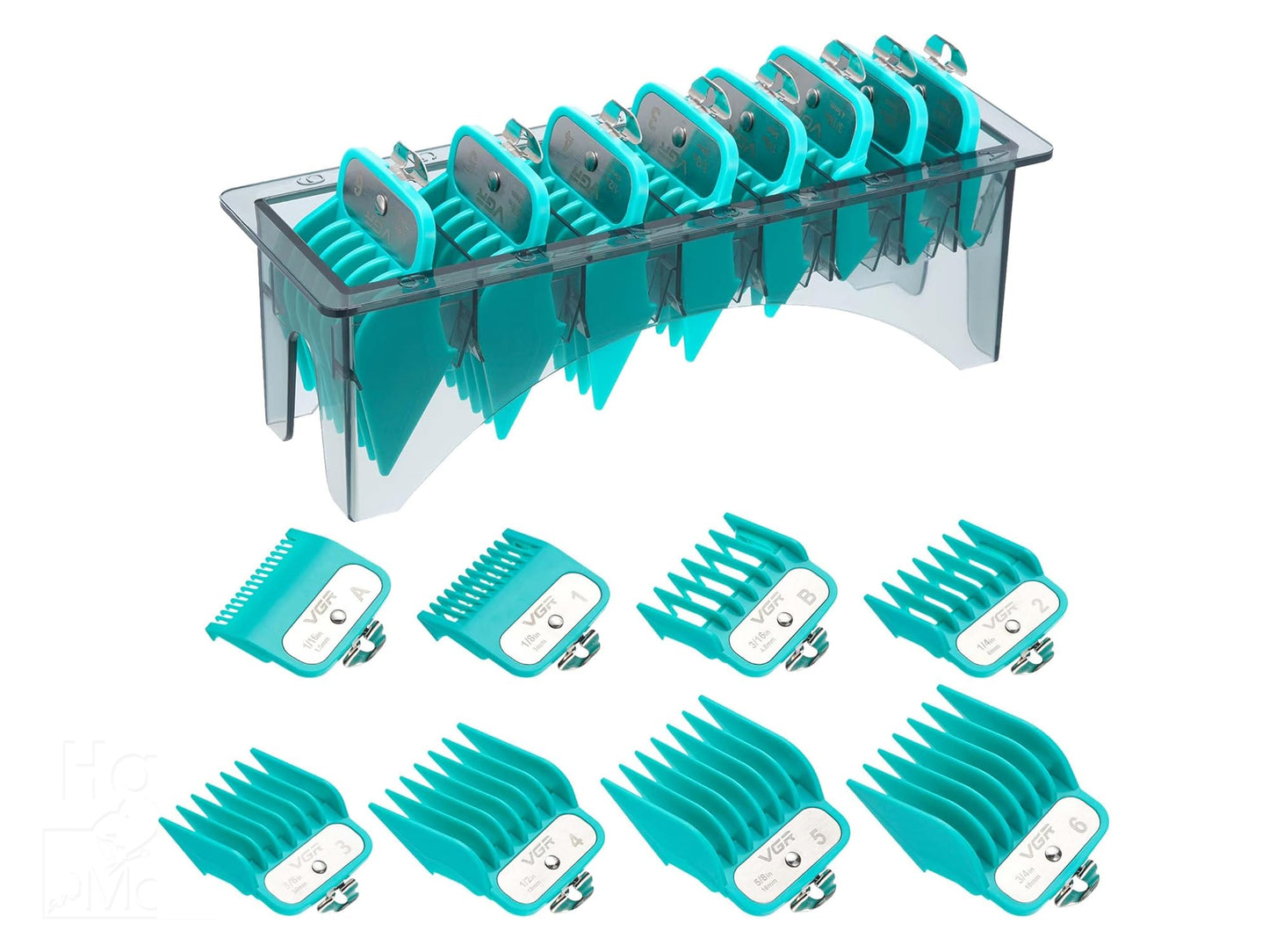 VGR Voyager Professional 8pc Premium Guide Comb Set w/Caddy