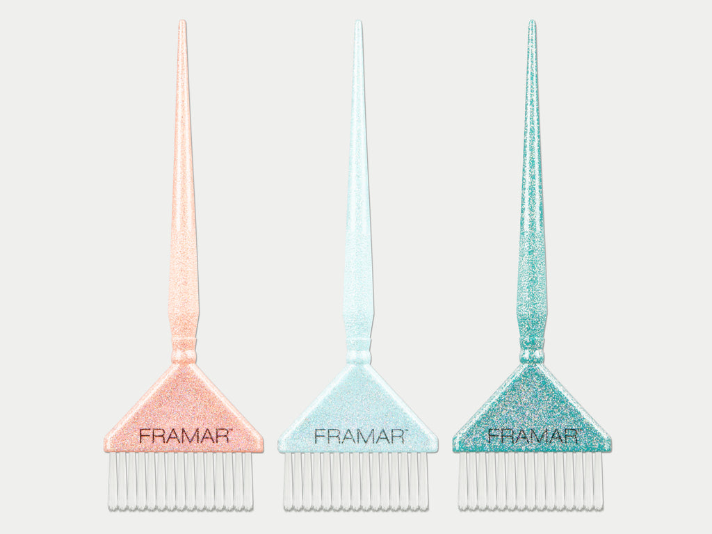 Framar Limited Edition Cookie Cutter Glitter Big Daddy Colour Brush Set 3pc, Large Glitter Tint Brushes In 3 Different Colours, Peach + Light Blue + Turquoise
