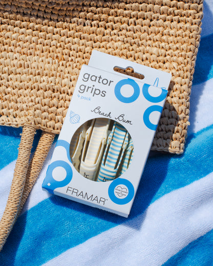 Framar Beach Bum Gator Grip Hair Clips 4pk