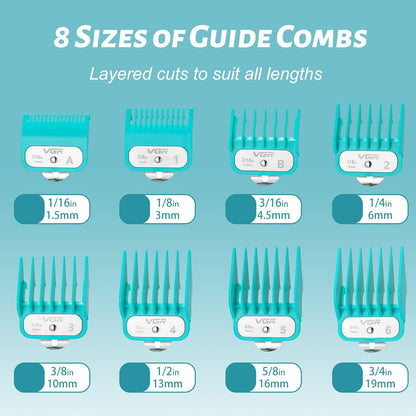 VGR Voyager Professional 8pc Premium Guide Comb Set w/Caddy