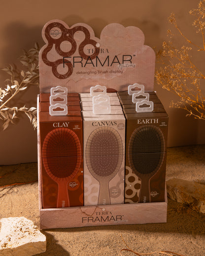 Framar Terra Detangle Hair Brush Retail Display, 9pc
