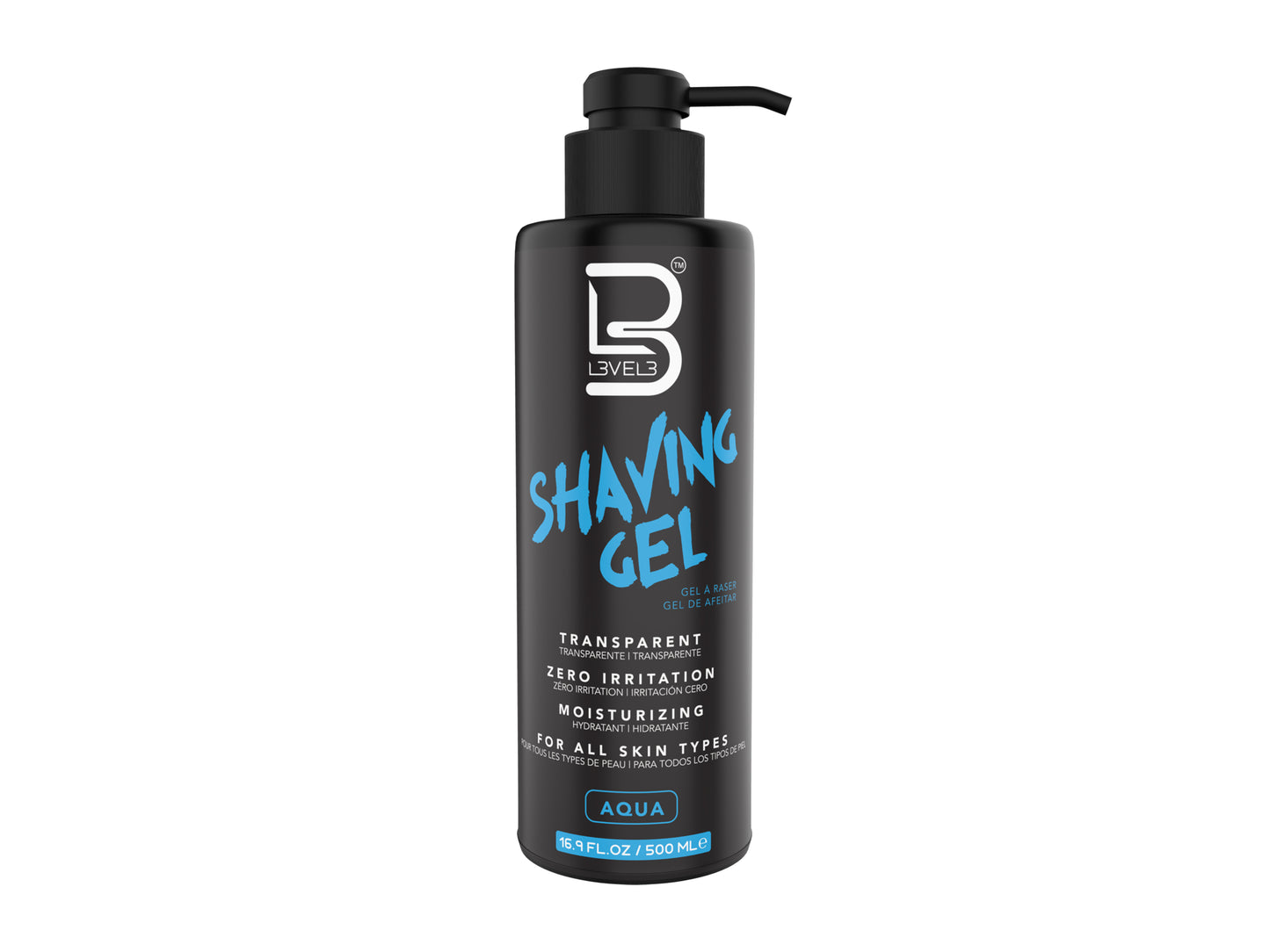 L3vel3 Transparent Shaving Gel 500ml, Transparent Non-Foaming Shaving Gel, Shaving Gel That Lubricates And Moisturizes Skin With Refreshing Fragrance