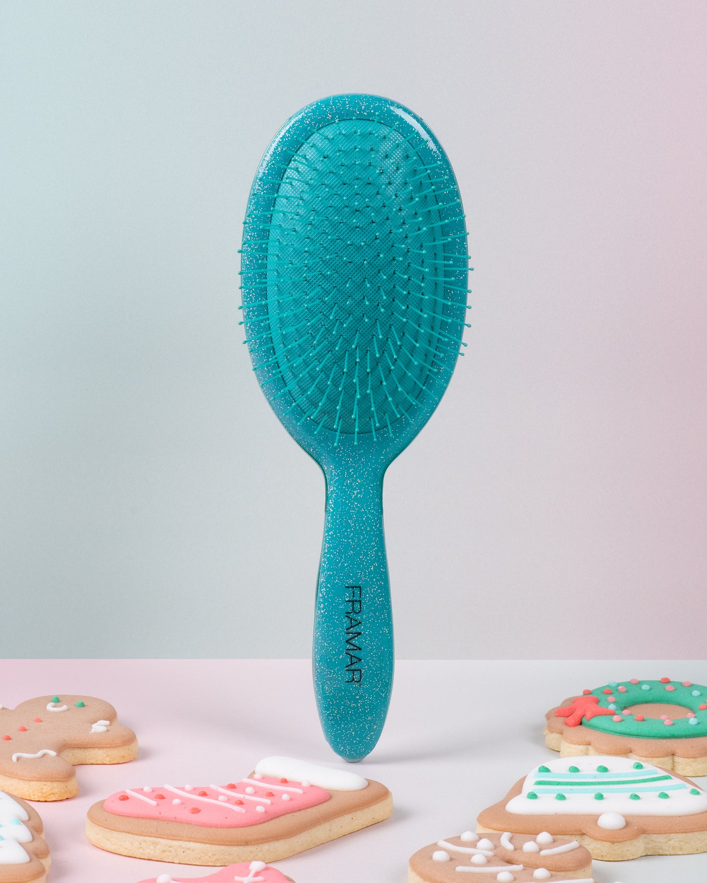 Framar Cookie Cutter 9PC Glitter Detangle Hair Brush Retail Display