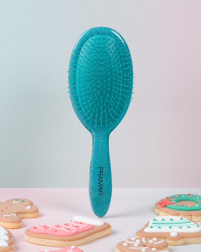 Framar Cookie Cutter 9PC Glitter Detangle Hair Brush Retail Display