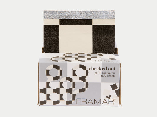 Framar Checked Out Pop Up Foils 500 Pack Of 5" x 11", Framar Embossed Pre Cut Pop Up Foils Check Pattern In Cream And Black Colours