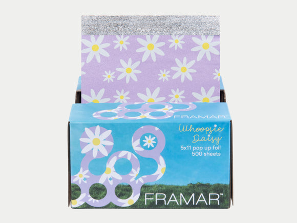 Framar Highlighting Pop Up Foil Whoopsie Daisy 500 Sheets, Framar Stockist NZ, Framar Foils, Framar Whoopsie Daisy, Framar Limited Edition, Hair Highlighting Foil, Lavender with Daisies Pop Up Foils, Salon Essentials, NZ Salon Supplies