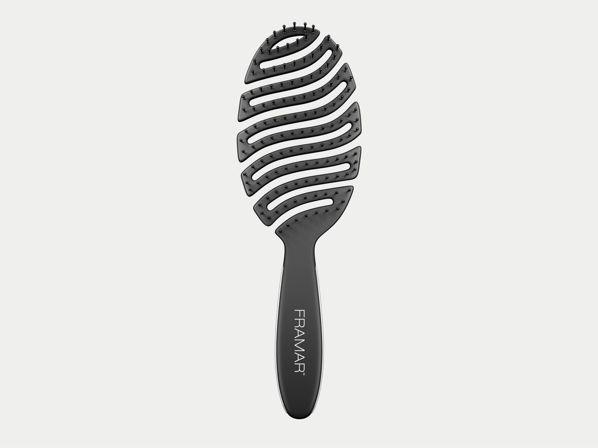 Framar Matte Black Flex Hair Brush, Great For Detangling Curly Hair & Kids Hair
