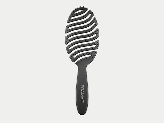 Framar Matte Black Flex Hair Brush, Great For Detangling Curly Hair & Kids Hair