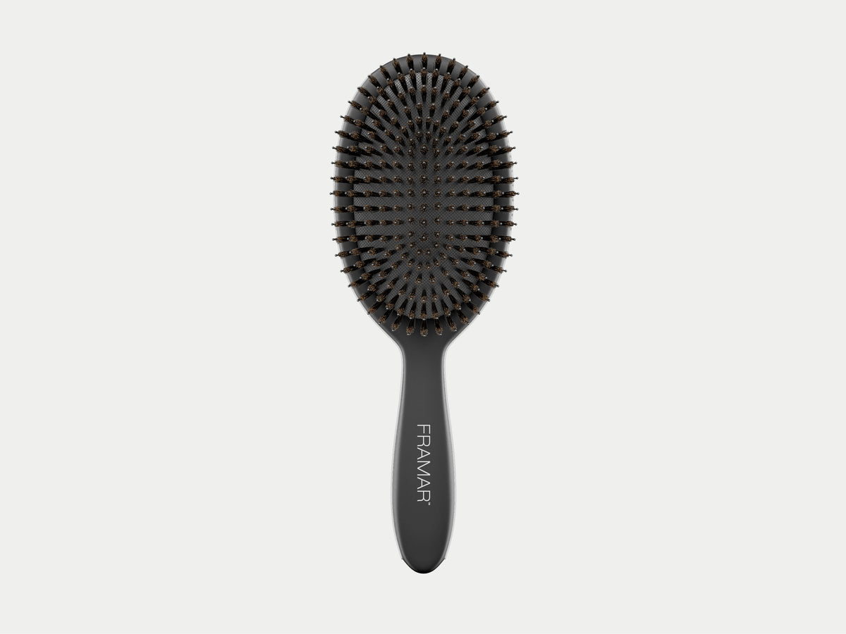 Framar Polish Brush Black Boar Bristle Hair Brush, The Perfect Slicked Back Pony Tail Brush