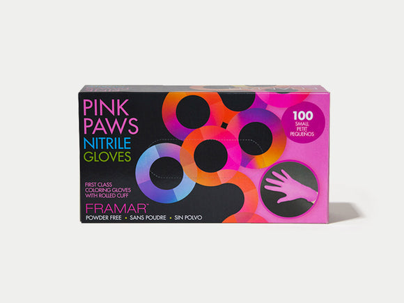 Framar Pink Paws Nitrile Gloves, 100pc - Small