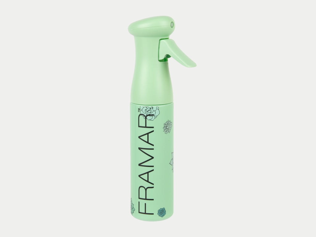 Framar Myst Assist Spray Bottle Plant Mom Pattern, Framar Stockist NZ, Framar Foils, Framar Plant Mom, Framar Limited Edition, Cute Green Succulents Spray Bottle, Gentle Water Spray For Plants and Hair