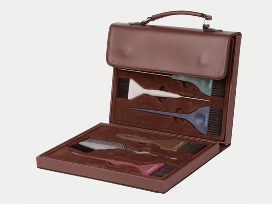 Framar Set Of 8 Hair Colour Brushes In PU Leather Case - Dark Academia, Framar Stockist NZ, Framar Tint Brsuhes, Classic Colour Brush, Emperor Colour Brush, Power Painter Colour Brush, Detailer Colour Brush, Pin Tail Colour Brush, Big Daddy Colour Brush, Framar Dark Academia, Framar Limited Edition, Salon Essentials, NZ Salon Supplies
